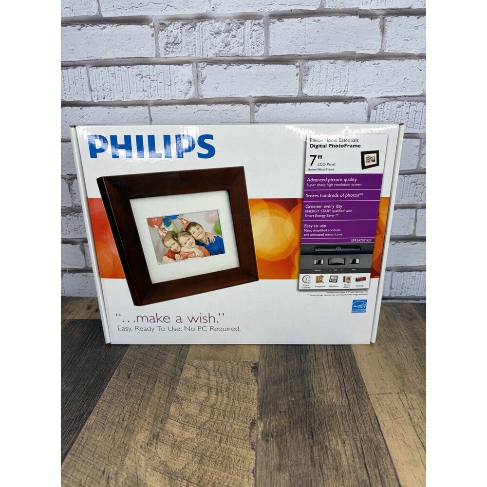 Philips Home Essentials Digital LCD Photo Frame Store 1000 Photo SPF3470T/G7 NEW